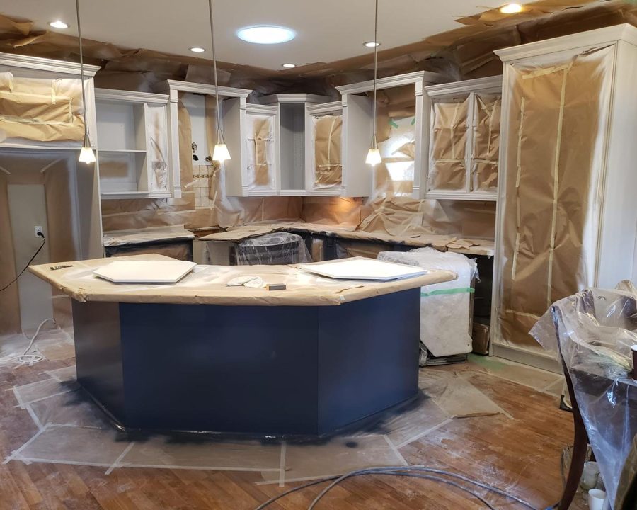 Resurfaced kitchen cabinetry