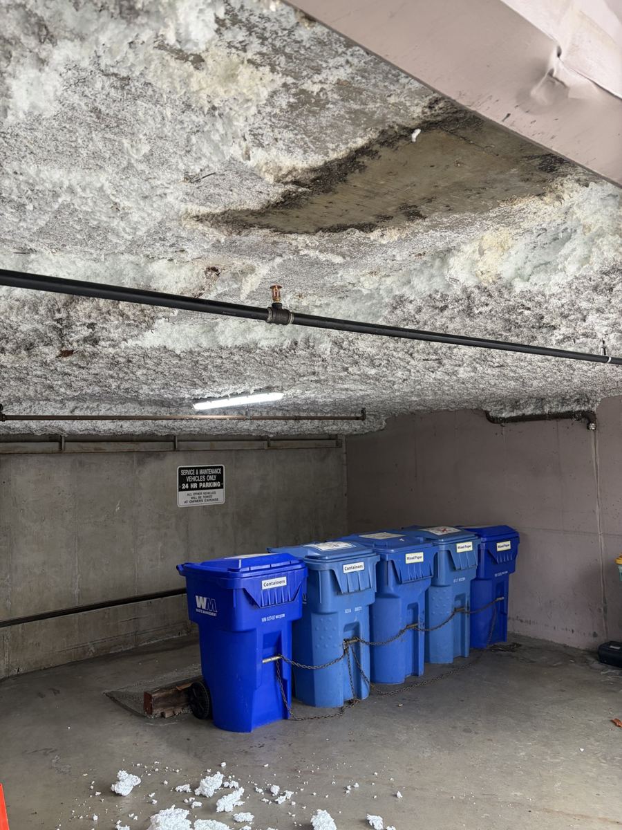 Localised repair area in the Monoglass overhead finish at Dorchester House